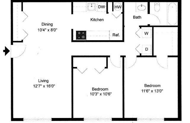 2 beds, 1 bath, 900 sqft, $1,050