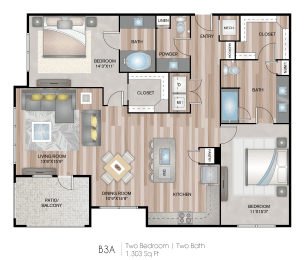 2 beds, 2 baths, 1,303 sqft, $2,321