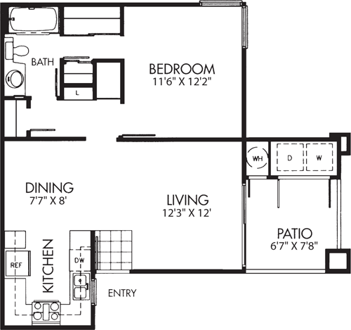 1 bed, 1 bath, 651 sqft, $2,479