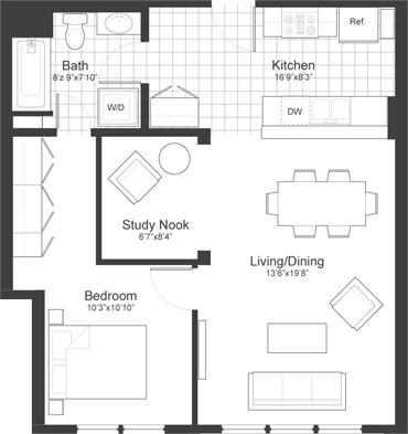 1 bed, 1 bath, 787 sqft, $3,000, Unit 309