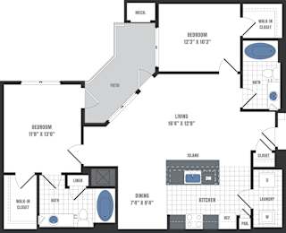 2 beds, 2 baths, 1,124 sqft, $2,669