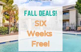 A promotional image for Sagewood Apartments advertising six weeks free in the fall.