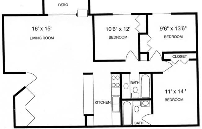 3 beds, 2 baths, 1,210 sqft, $2,010, Unit 2411-C1