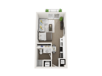 Studio, 1 bath, 415 sqft, $1,735