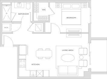 1 bed, 1 bath, 711 sqft, $1,354