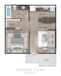 1 bed, 1 bath, 625 sqft, $1,203