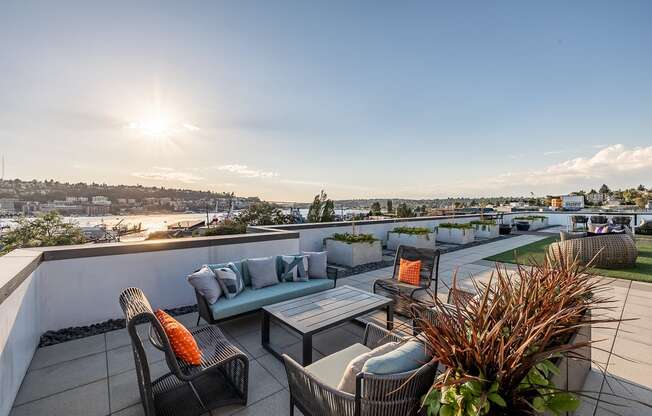 Equinox Rooftop Terrence view of South Lake Union at Equinox Apartments, Washington, 98102