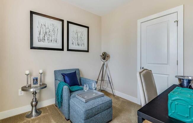 a living room with a couch and a table