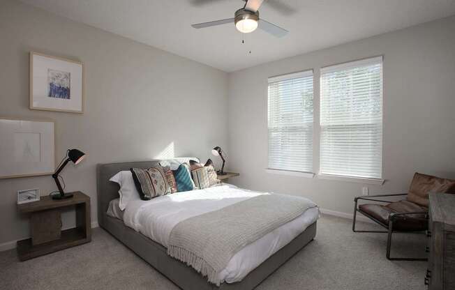 Spacious bedrooms with ceiling fan