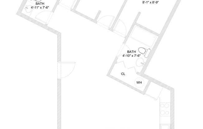 3 beds, 2 baths, 827 sqft, $895, Unit 102 BTB  - A