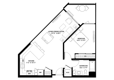 1 bed, 1 bath, 840 sqft, $2,855