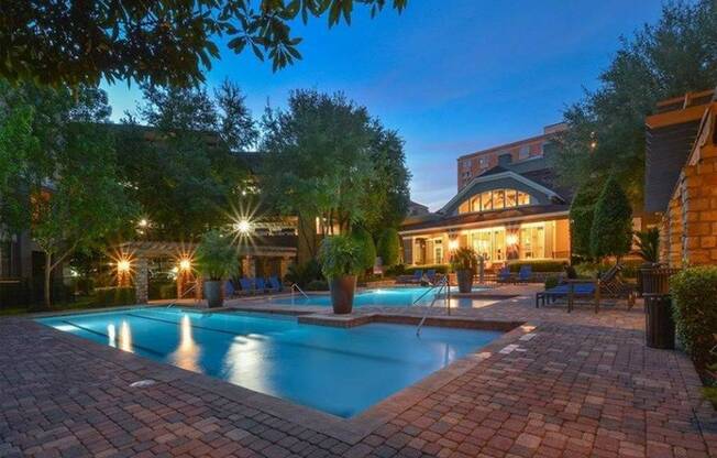 Villas at Hermann Park | Houston, TX | Pool at Dusk