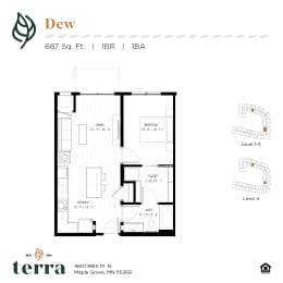 1 bed, 1 bath, 687 sqft, $1,595