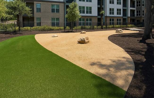 Expansive Pet Park with Play Areas and Pathways