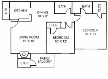 2 beds, 2 baths, 972 sqft, $1,220