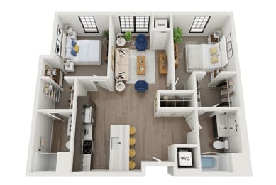 2 beds, 2 baths, 1,009 sqft, $1,540