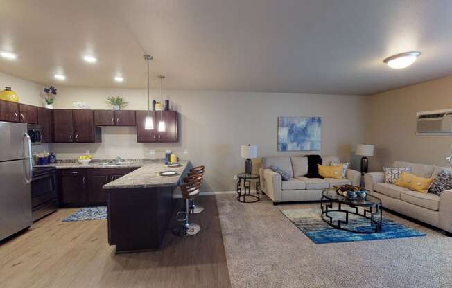 Kitchen And Living Area at Cascades of Mandan, Mandan, ND