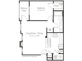 1 bed, 1 bath, 736 sqft, $1,415