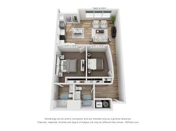 2 beds, 2 baths, 1,230 sqft, $2,469