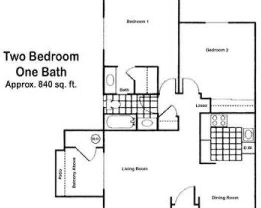 2 beds, 1 bath, 840 sqft, $1,799