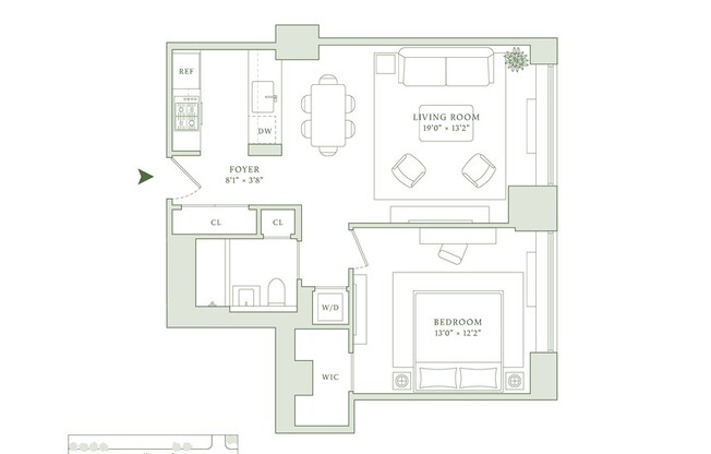 1 bed, 1 bath, 719 sqft, $7,295, Unit 7E