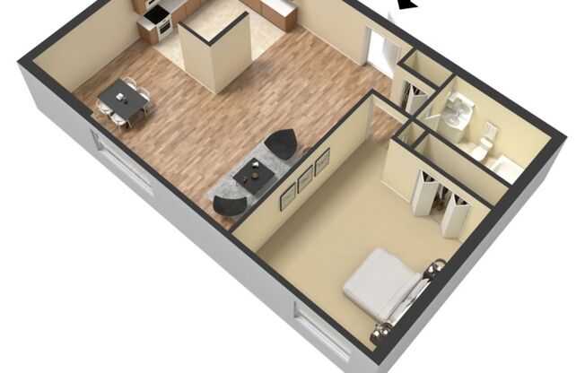 1 bed, 1 bath, 660 sqft, $1,259, Unit 5-107