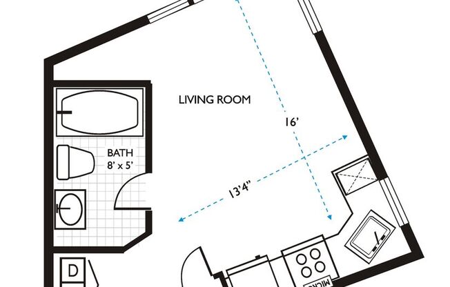 Studio, 1 bath, 280 sqft, $1,475, Unit 112