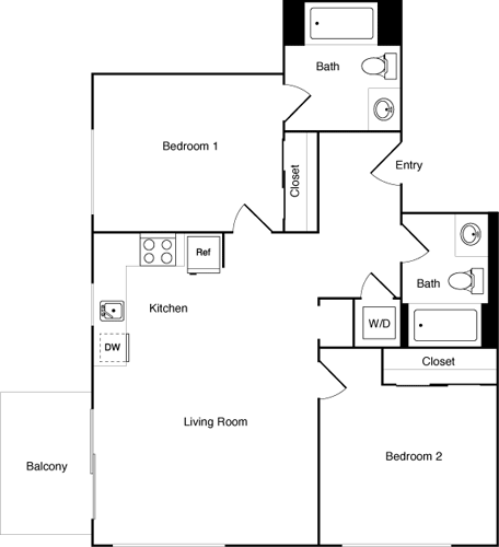 2 beds, 2 baths, 858 sqft, $3,728, Unit 302