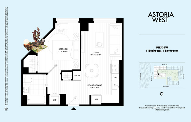 1 bed, 1 bath, $2,914, Unit PH733W