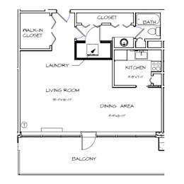 Studio, 1 bath, 591 sqft, $1,684