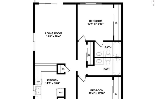 2 beds, 2 baths, 1,154 sqft, $2,612