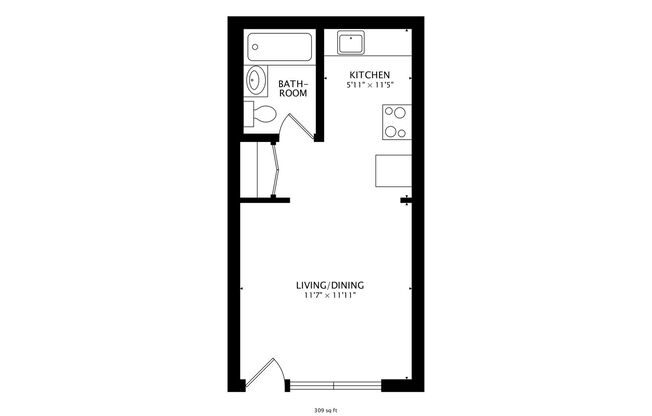 Studio, 1 bath, 300 sqft, $1,300, Unit 2