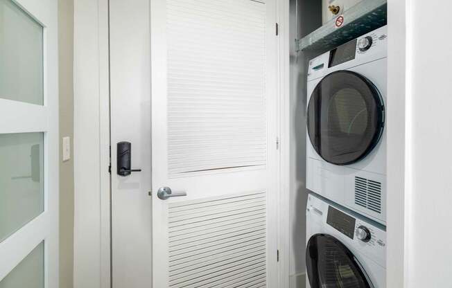 Washer and dryer at Leo at Waterfront Station in the Southwest Waterfront neighborhood in SW, Washington, DC 20024