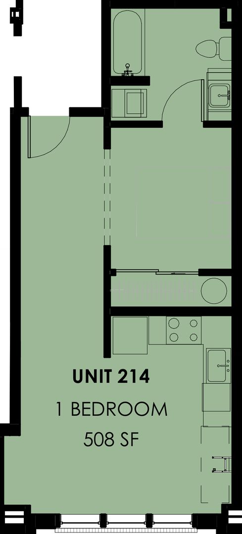 1 bed, 1 bath, 474 sqft, $1,995, Unit 410 5th #214