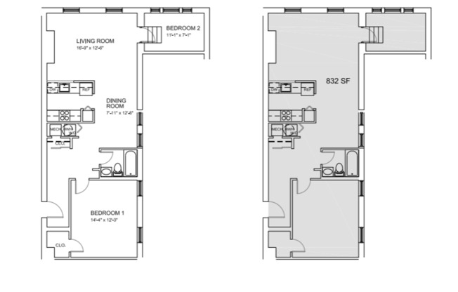 2 beds, 1 bath, 832 sqft, $2,041, Unit B-306