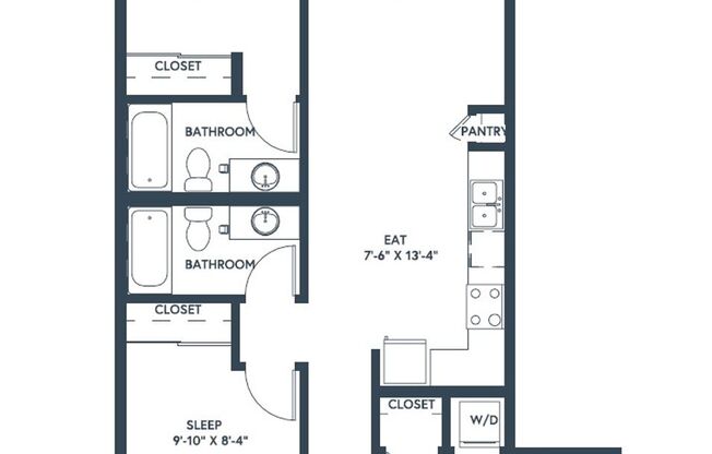 2 beds, 2 baths, 876 sqft, $3,465, Unit 505