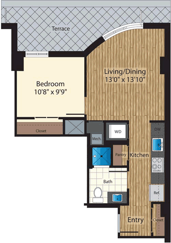 1 bed, 1 bath, 732 sqft, $2,092, Unit 106