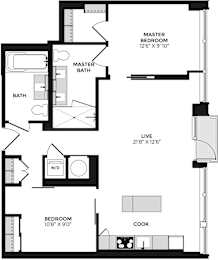 2 beds, 2 baths, 934 sqft, $4,349