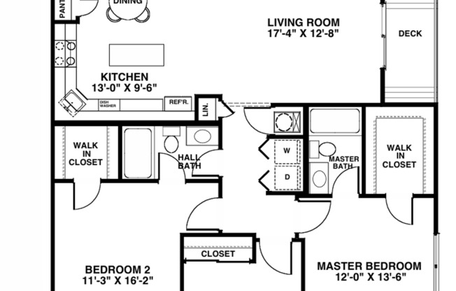 3 beds, 2 baths, 1,250 sqft, $1,850, Unit 1412