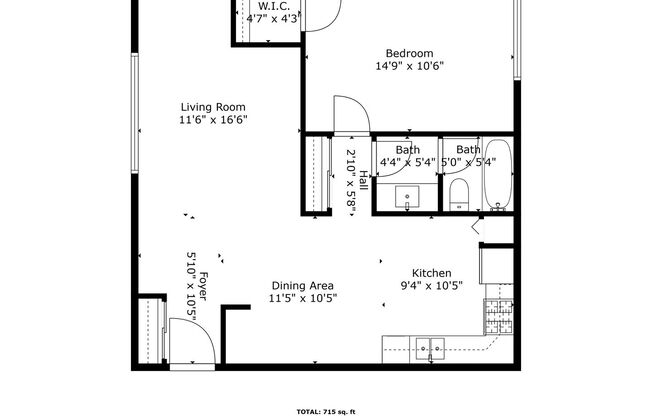 1 bed, 1 bath, 815 sqft, $1,049, Unit 5010 - 104