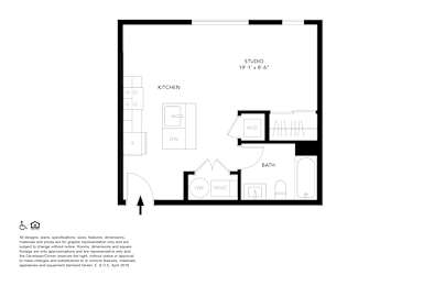 Studio, 1 bath, 497 sqft, $1,415