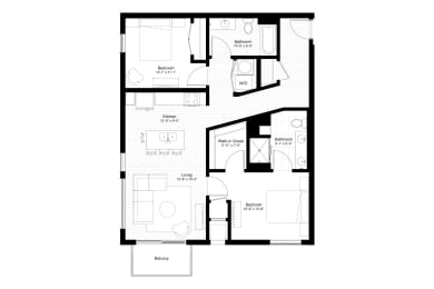 2 beds, 2 baths, 1,072 sqft, $1,998