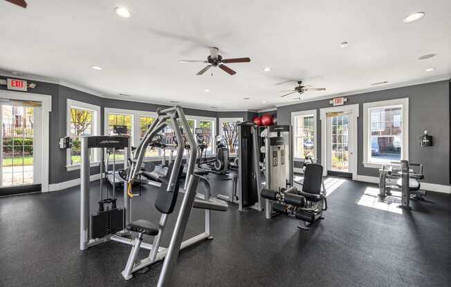 the gym at the flats at big tex apartments