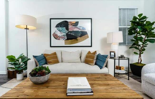 Living Room with Wood Style Flooring