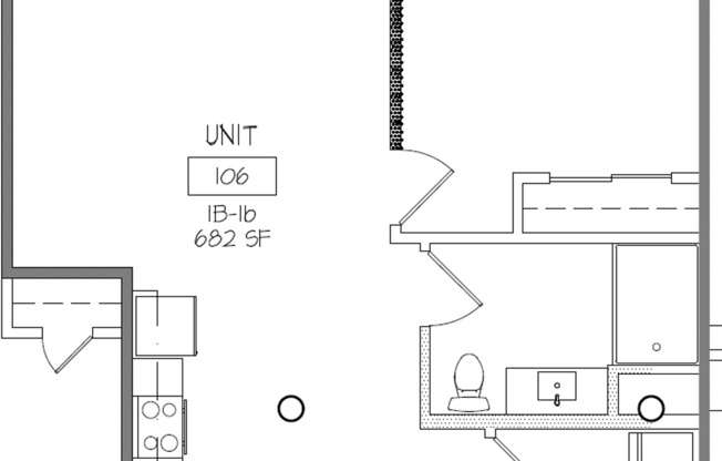 1 bed, 1 bath, 682 sqft, $1,225, Unit 106
