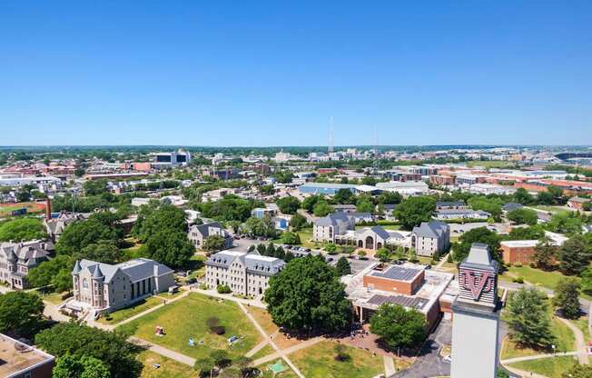 Drone View Of Buildings And Community at Scott's View, Virginia, 23230