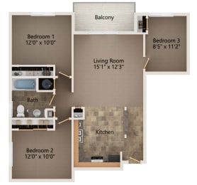 2 beds, 1 bath, 996 sqft, $1,229