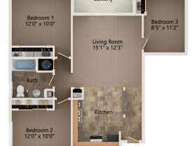 2 beds, 1 bath, 996 sqft, $1,229