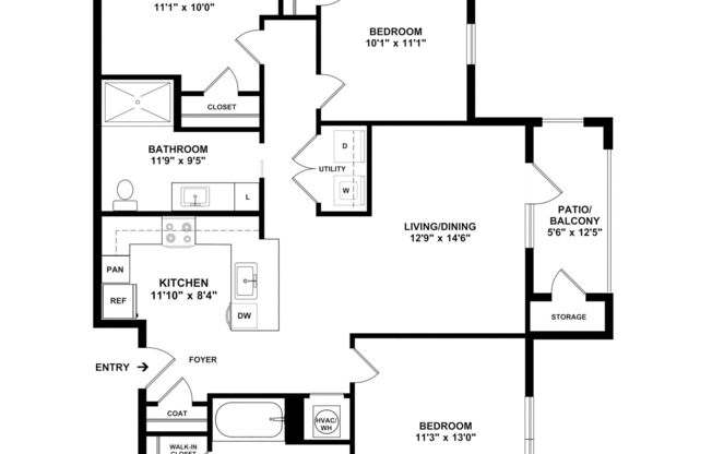 3 beds, 2 baths, 1,165 sqft, $1,760