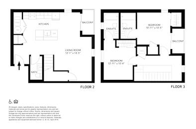 2 beds, 2.5 baths, 1,196 sqft, $3,000